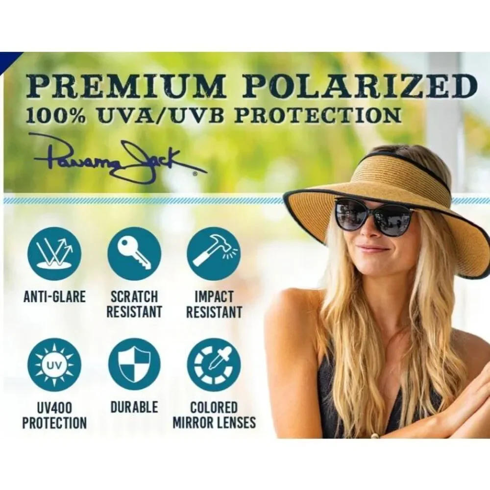 Panama Jack Polarized Mirrored Rose Gold Aviator Cat Eye Sunglasses New 100% Uv